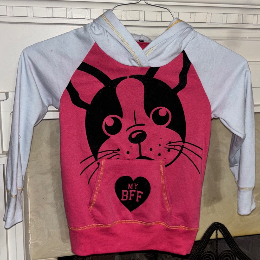 Girls Boston Terrier Pup Sweatshirt/Hoodie, Size-10, washed once never worn.
BFF